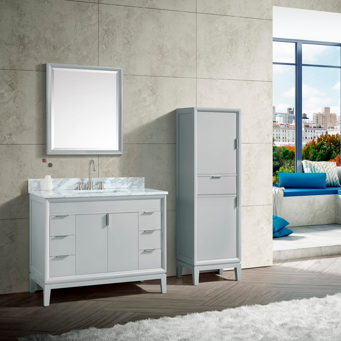 Emma 2 Doors and 6 Drawers Bathroom Vanity with Carrara Sink - Floor Mount - 42" Wood/Dove Gray