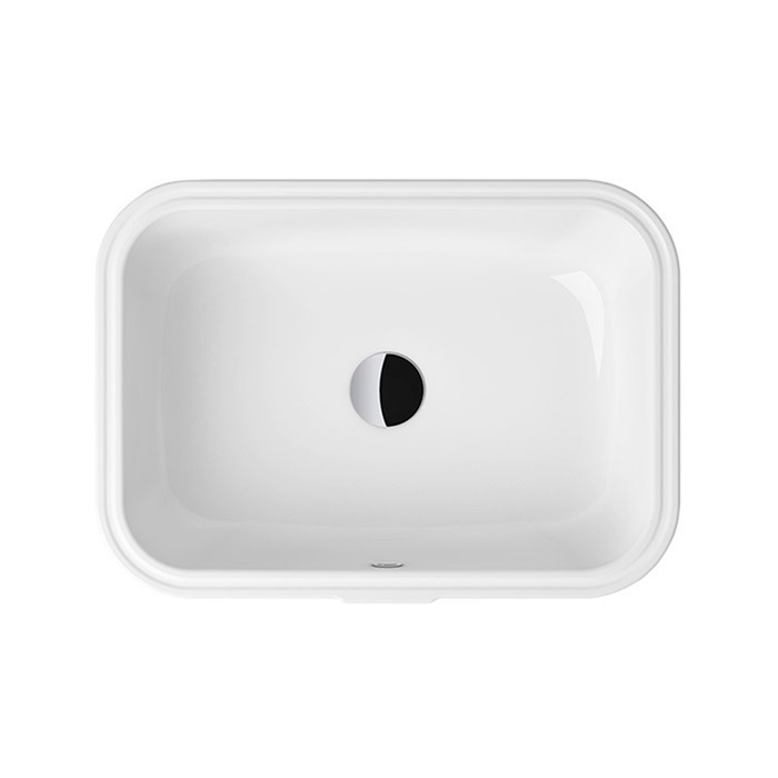 One C Basin Bathroom Sink - Under Mount - 24" Vitreous China/White