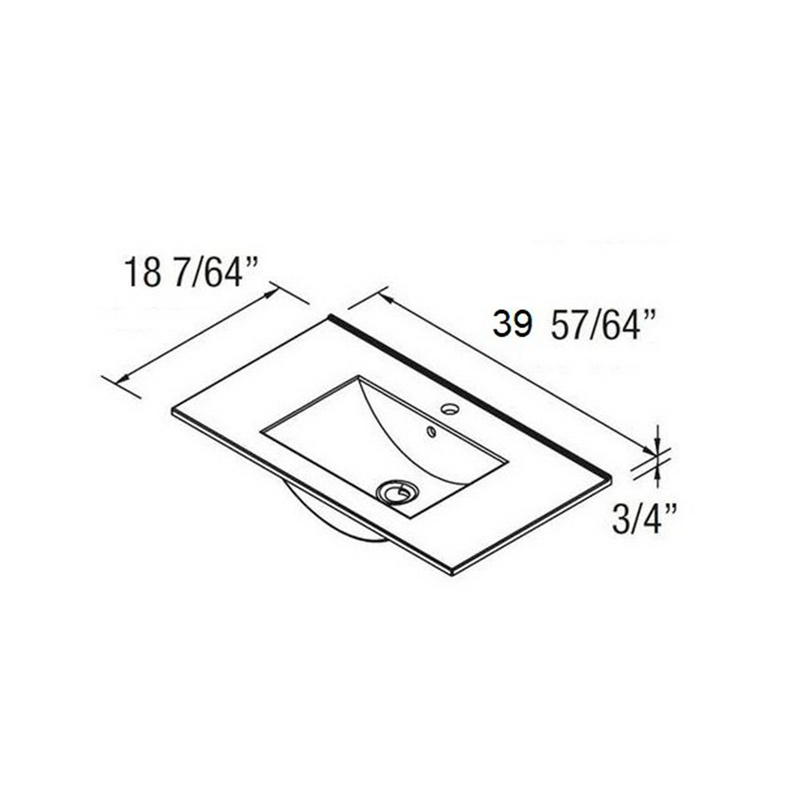 Siri 2 Drawers Bathroom Vanity with Integrated Sink - Wall Mount - 40" Porcelain/Cambrian