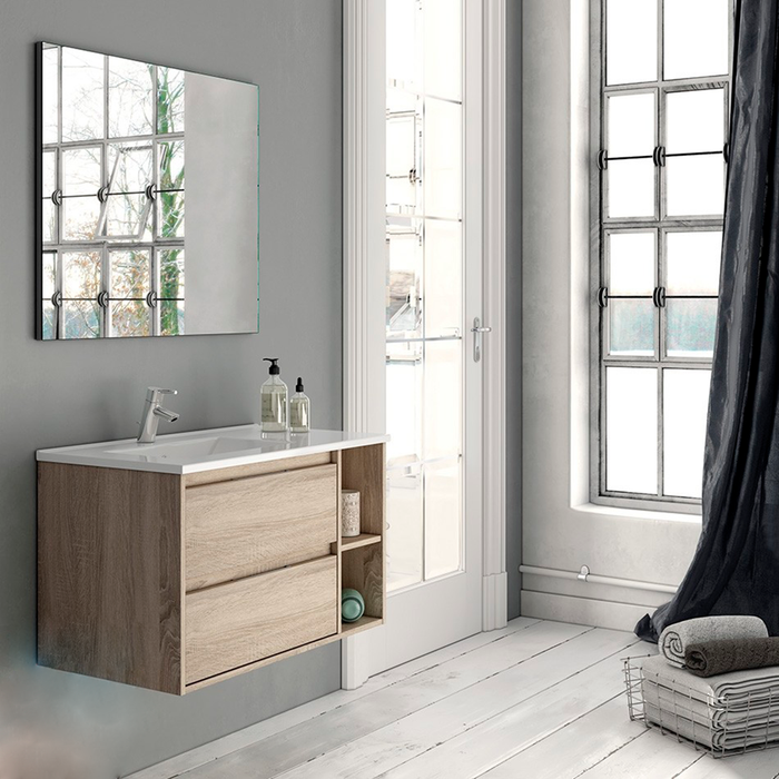 Venus 2 Drawers + Open Shelf Bathroom Vanity with Integrated Sink - Wall Mount - 32" Porcelain/Cambrian