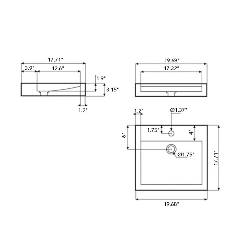 Concrete Bathroom Sink - Over Mount - 20" Concrete/Gray