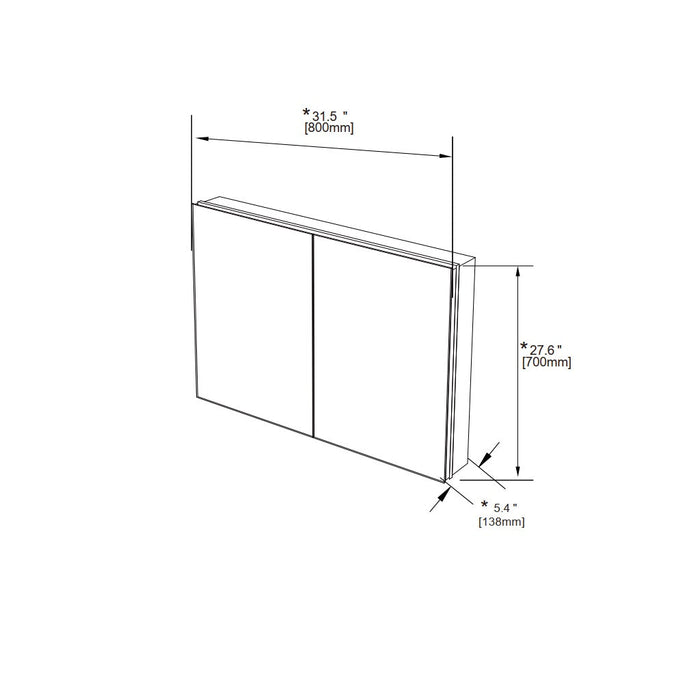 Versatile Led Medicine Cabinet - Wall Mount - 32W x 28H" Aluminum/Glass - Last Unit Special Offer