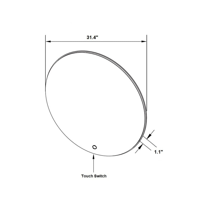 Diffusion Led Touch Vanity Mirror - Wall Mount - 32" Glass/Glass