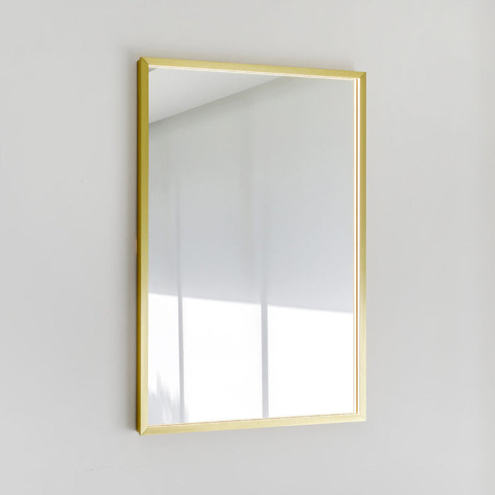Frame Led Vanity Mirror - Wall Mount - 24W x 36H" Brass/Satin Brass