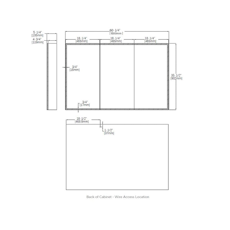 Medicine Cabinets Led Vanity Mirror - Wall Mount - 60W x 36H" Glass/Glass
