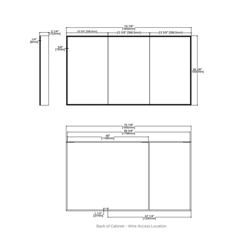 Medicine Cabinets Led Vanity Mirror - Wall Mount - 72W x 40H" Glass/Glass