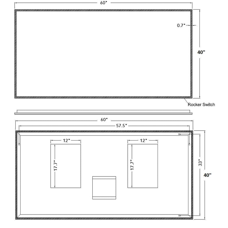 Milan Led Vanity Mirror - Wall Mount - 60W x 40H" Glass/Glass