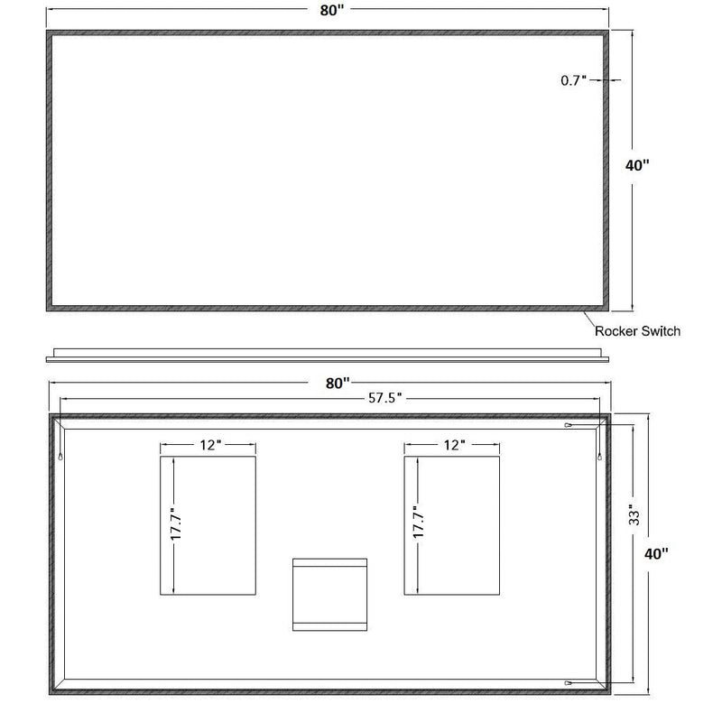 Milan Led Vanity Mirror - Wall Mount - 80W x 40H" Glass/Glass