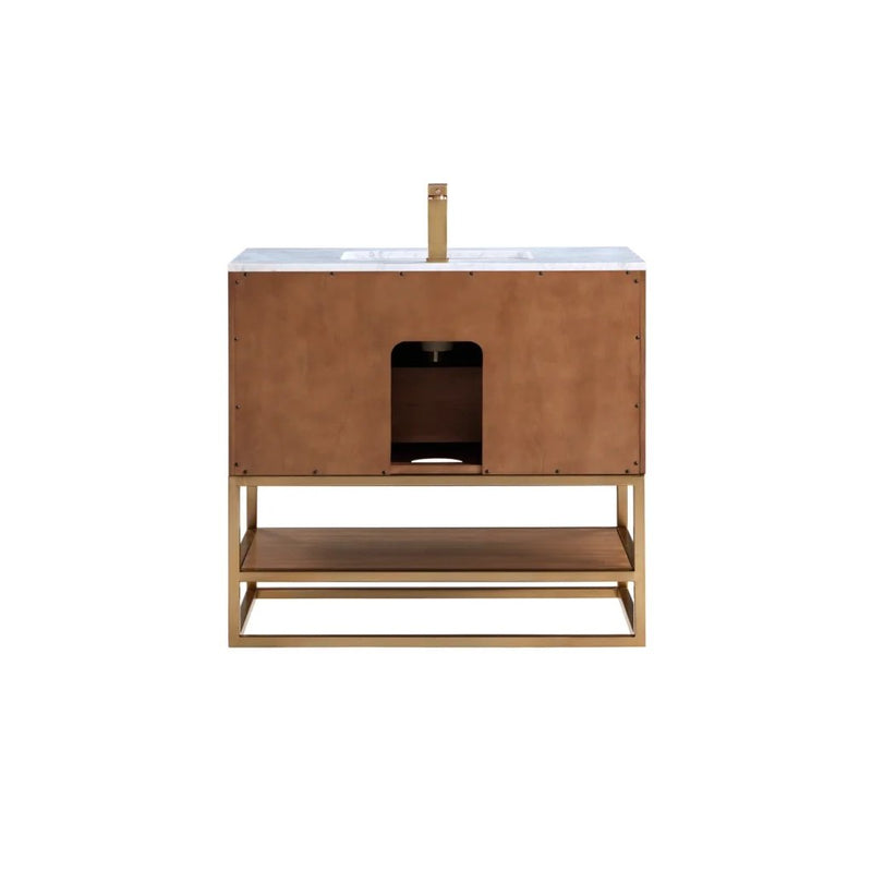 Terra Single Sink Vanity - Floor Mount - 36" Wood/Walnut