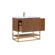 Terra Single Sink Vanity - Floor Mount - 30" Wood/Walnut