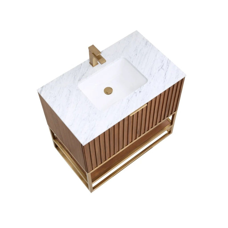 Terra Single Sink Vanity - Floor Mount - 30" Wood/Walnut
