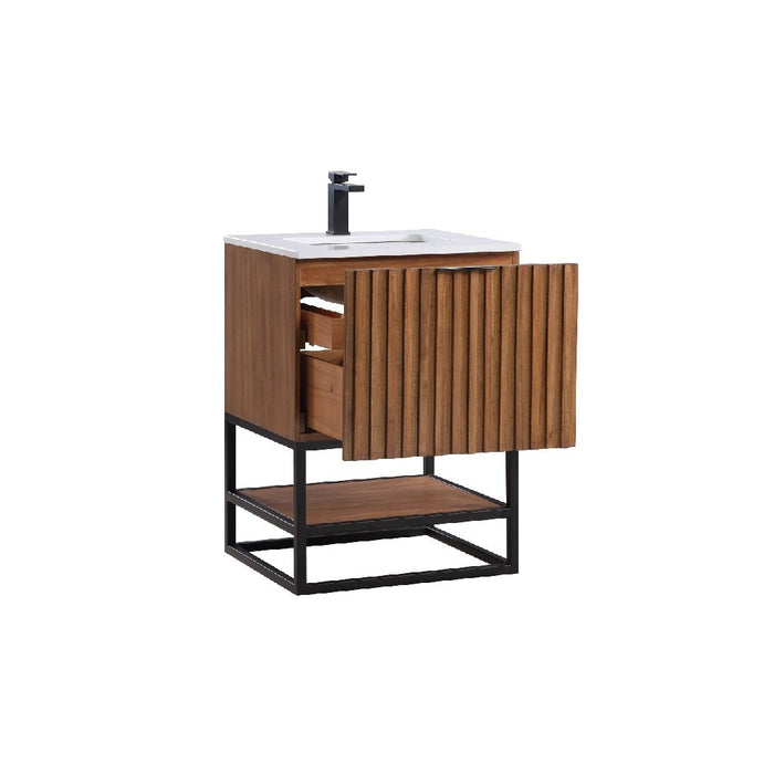 Terra Single Sink Vanity - Floor Mount - 24" Wood/Walnut