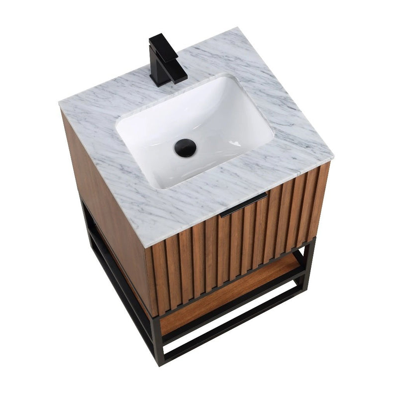 Terra Single Sink Vanity - Floor Mount - 24" Wood/Walnut