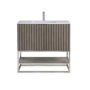 Terra Single Sink Vanity - Floor Mount - 36" Wood/Gray