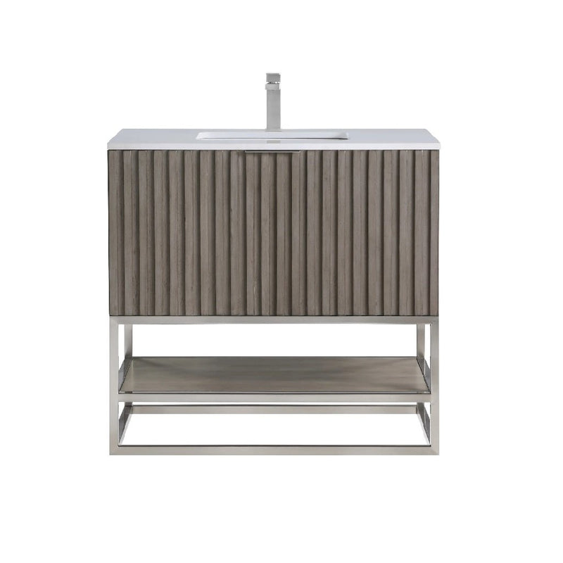Terra Single Sink Vanity - Floor Mount - 36" Wood/Gray