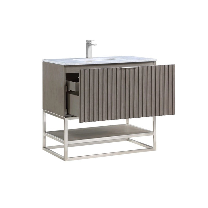 Terra Single Sink Vanity - Floor Mount - 36" Wood/Gray