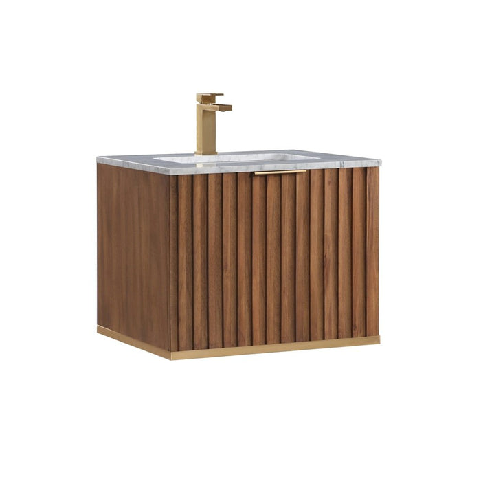 Terra Single Sink Vanity - Wall Mount - 24" Wood/Walnut