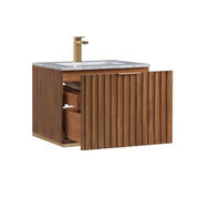 Terra Single Sink Vanity - Wall Mount - 24" Wood/Walnut