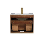 Terra Single Sink Vanity - Wall Mount - 24" Wood/Walnut