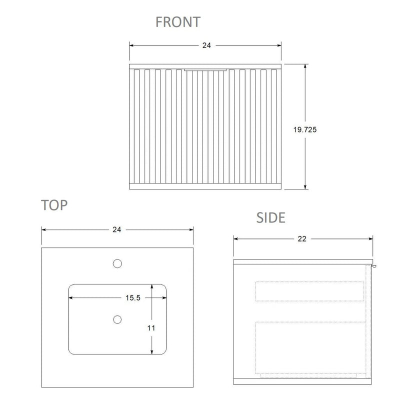Terra Single Sink Vanity - Wall Mount - 24" Wood/Walnut