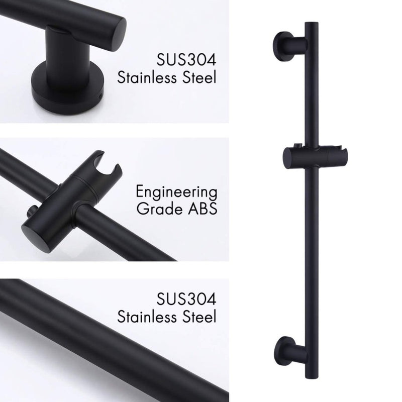 Metro Hand Shower Column - Wall Mount - 16" Stainless Steel/Matt Black