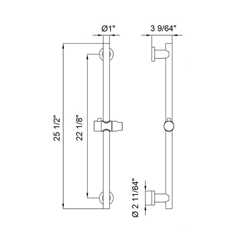 Metro Hand Shower Column - Wall Mount - 16" Stainless Steel/Matt Black