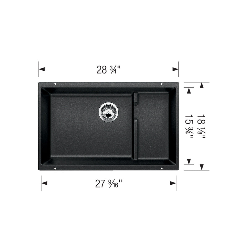 Precis Cascade Double Bowl Kitchen Sink - Under Mount - 29" Granite Composite/Coal Black