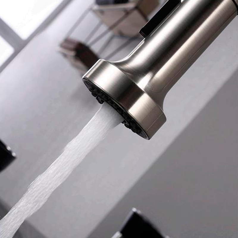 Quality Pull Out Kitchen Faucet - Single Hole - 17" Brass/Brushed Nickel (Final Sale)