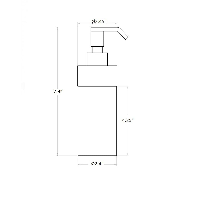 Es Top Soap Dispenser - Free Standing - 8" Brass/Glass/Rose Gold