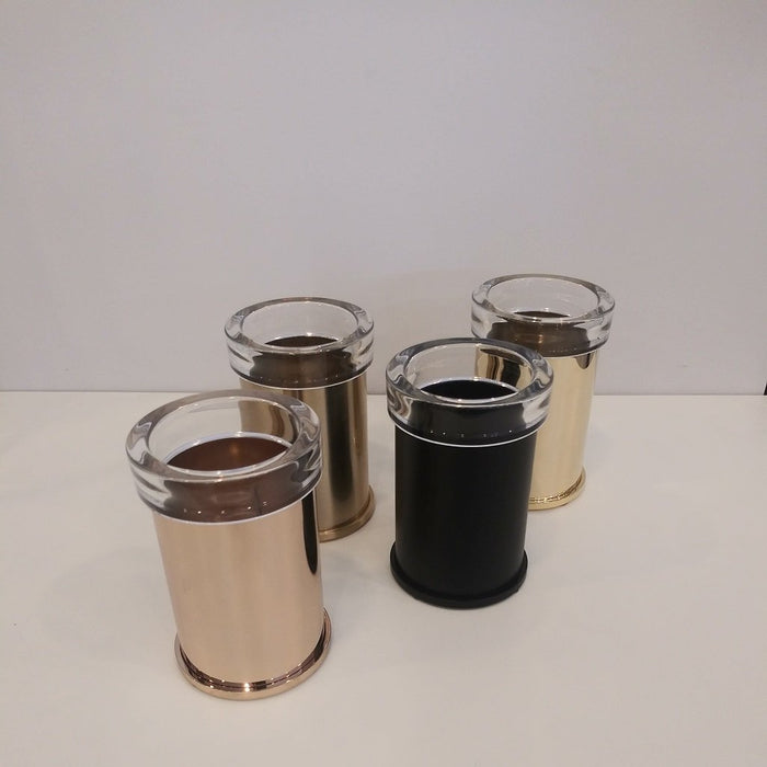 Es Top Toothbrush Holder - Free Standing - 3" Brass/Glass/Rose Gold