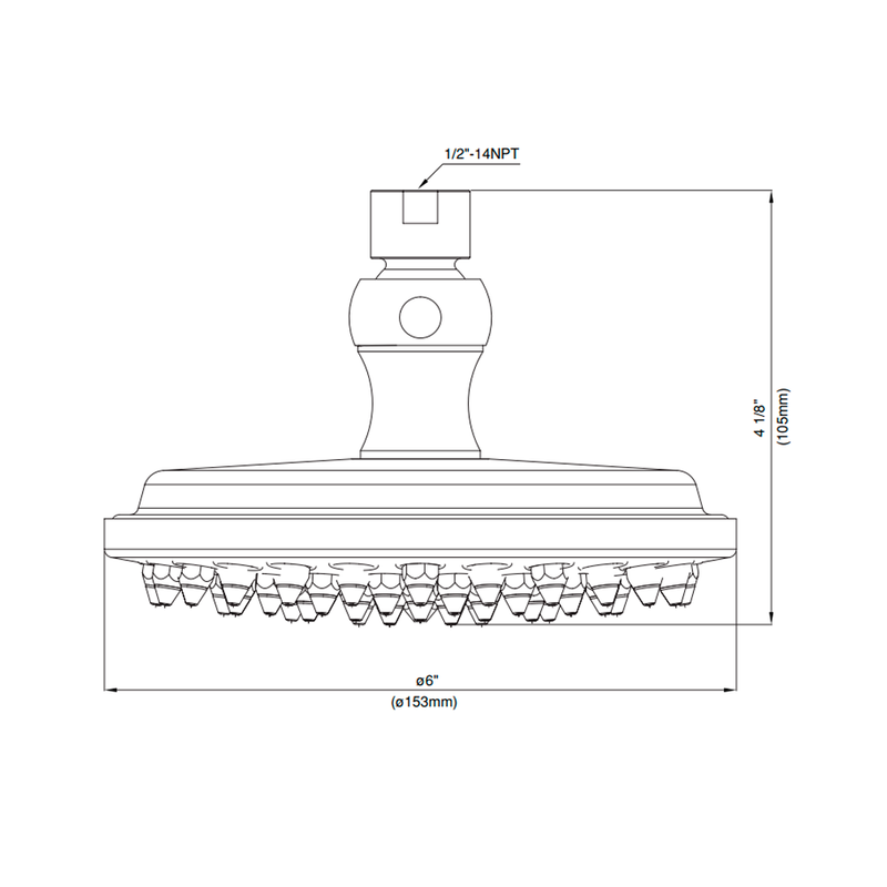 Classic Sharp Nozzle Shower Head - Wall Or Ceiling Mount Brass/Polished Chrome