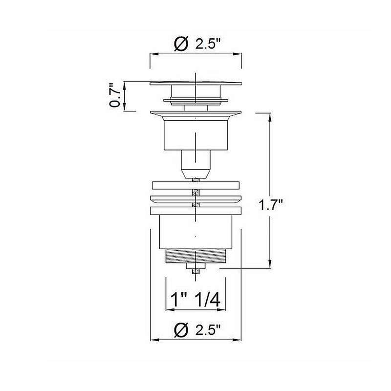 Universal Click-Clack Sink Drain - Drop-In - 2"