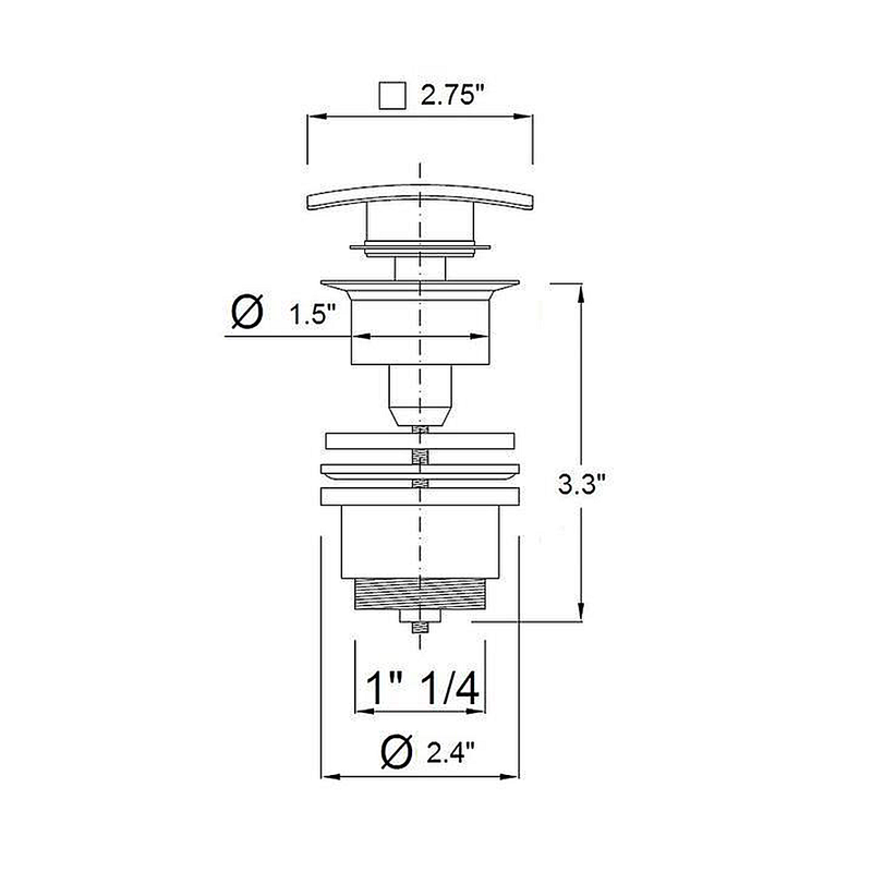 Sink Complements Click-Clack Sink Drain - Drop-In - 2" Brass/Polished Chrome