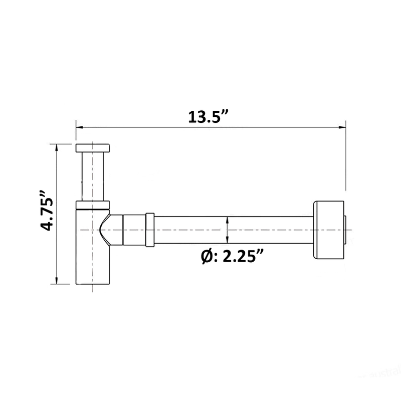 Sink Complements Classic Bottle Sink Siphon - Under Mount - 2" Brass/Polished Chrome
