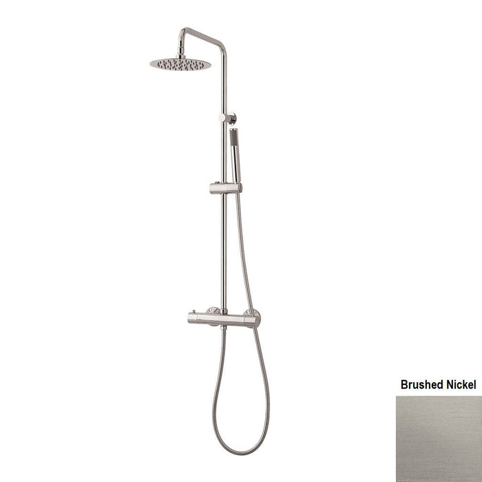 Metro Thermostatic Shower Column - Wall Mount - 8" Brass/Brushed Nickel