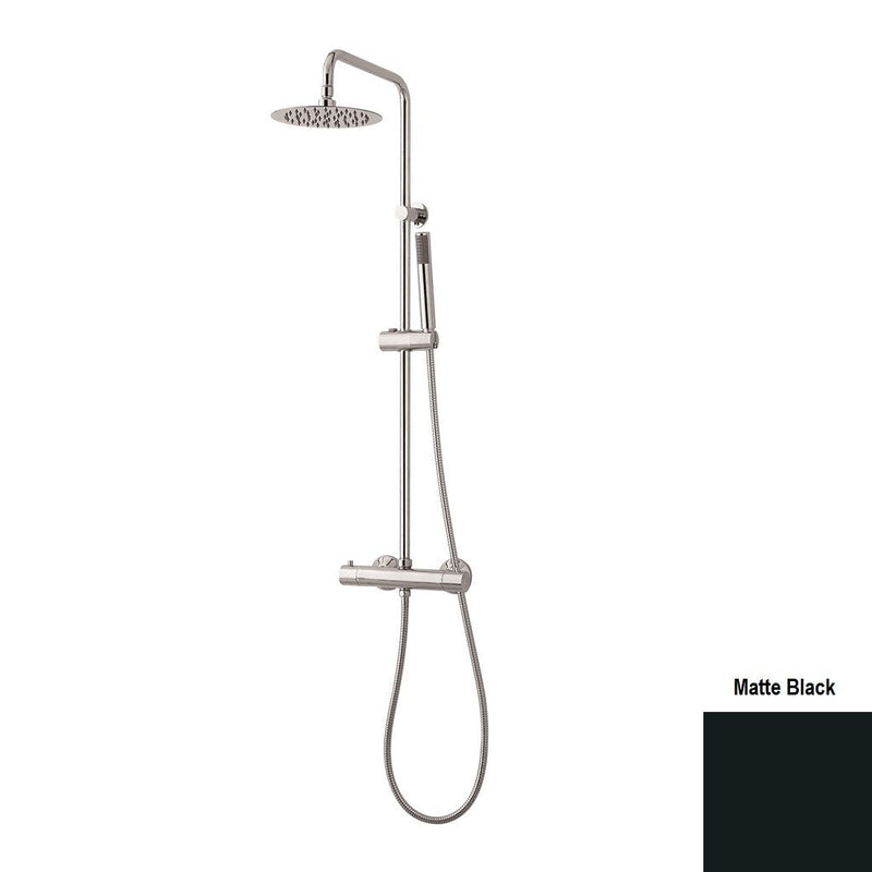 Metro Thermostatic Shower Column - Wall Mount - 8" Brass/Matt Black