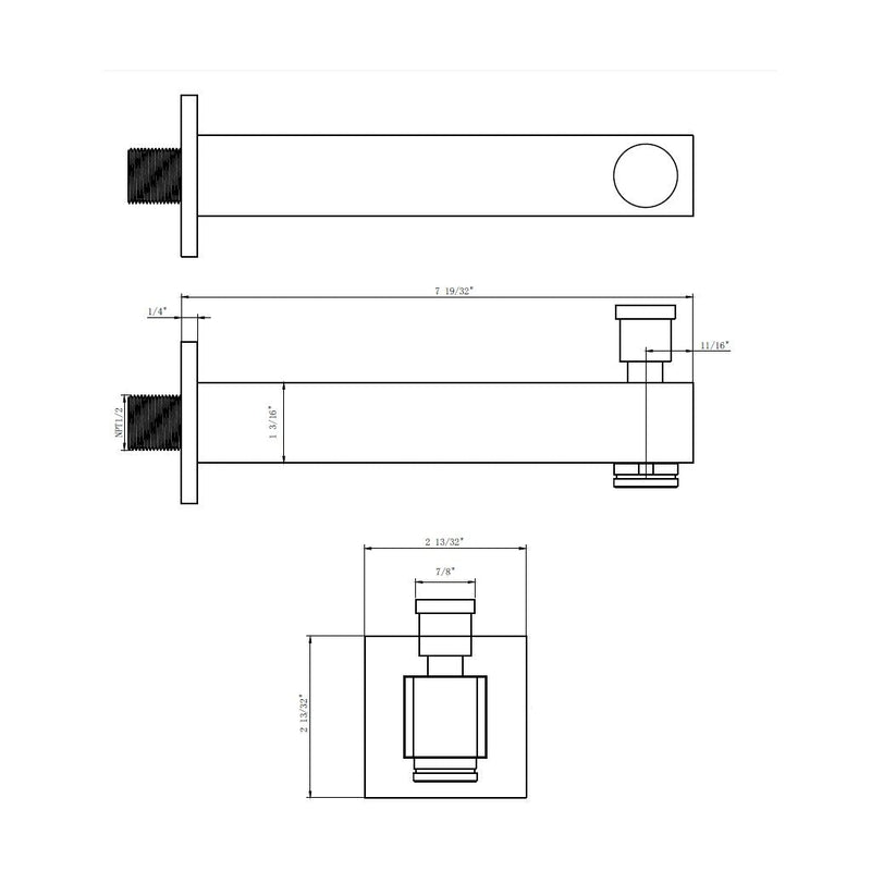 Devon 1-Way Tub Spout And Head Included Complete Shower Set - Wall Mount - 8" Brass/Matt Black
