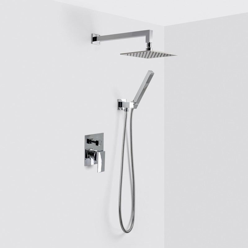Devon 2-Way Shower Set With Hand Shower Set - Wall Mount - 8" Brass/Polished Chrome