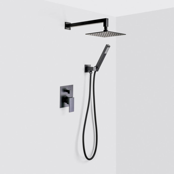 Devon 2-Way Pressure Balance Trim Complete Shower Set - Wall Mount - 8" Brass/Matt Black