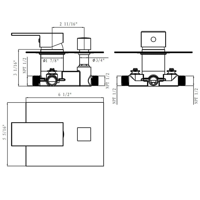 Devon 2-Way Hand Shower And Head Included Complete Shower Set - Ceiling Mount - 12" Brass/Polished Chrome