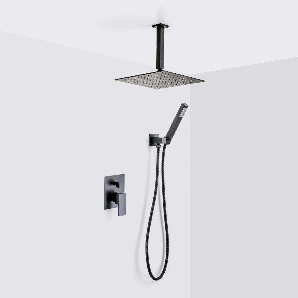 Devon 2-Way Shower Set With Hand Shower Set - Ceiling Mount - 12"