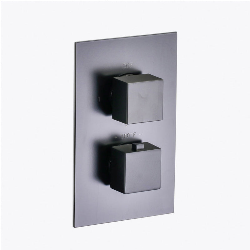 Devon 3-Way Shower Set With Hand Shower Column Set and Double Function Shower Head - Wall Mount - 10" Brass/Matt Black