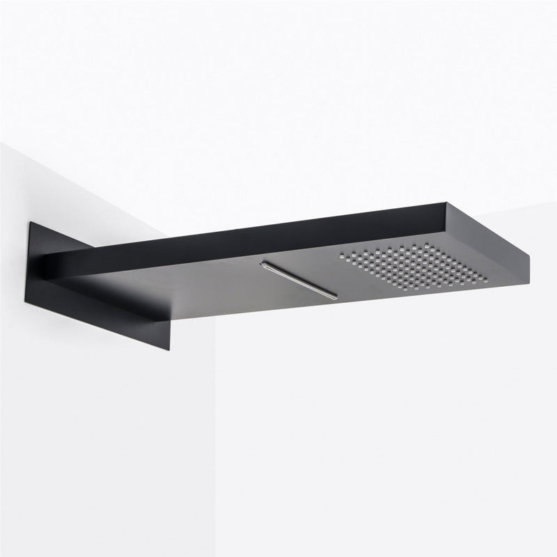 Devon 3-Way Shower Set With Hand Shower Column Set and Double Function Shower Head - Wall Mount - 10" Brass/Matt Black