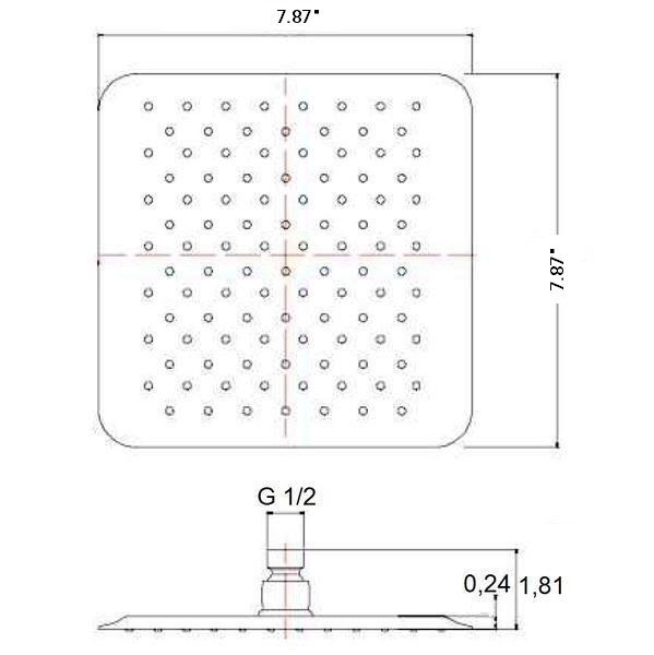 Devon 1-Way Only Slim Head Included Complete Shower Set - Wall Mount - 8" Brass/Polished Chrome