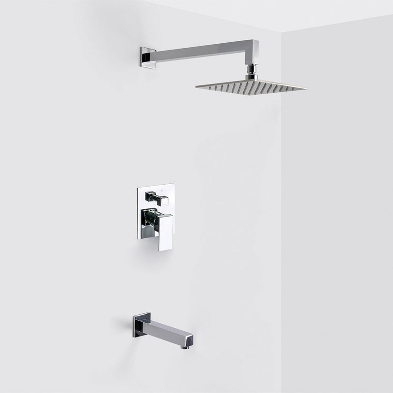 Devon 2-Way Shower Set With Tub Spout - Wall Mount - 8" Brass/Polished Chrome