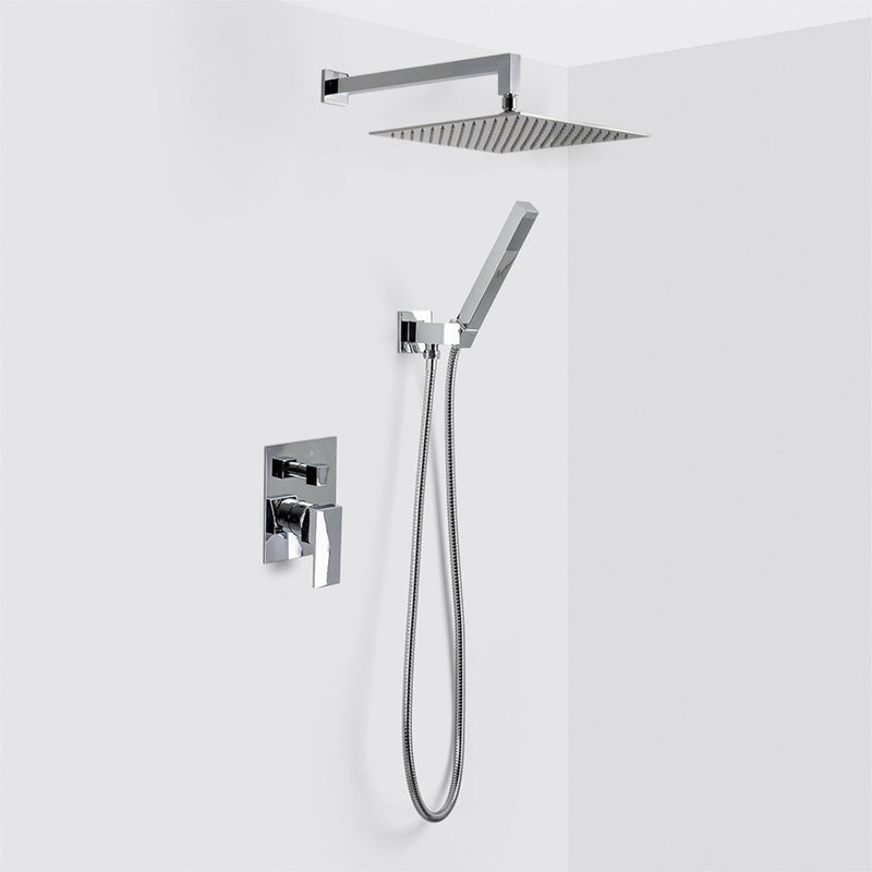 Devon 2-Way Shower Set With Hand Shower Set - Wall Mount - 12" Brass/Polished Chrome