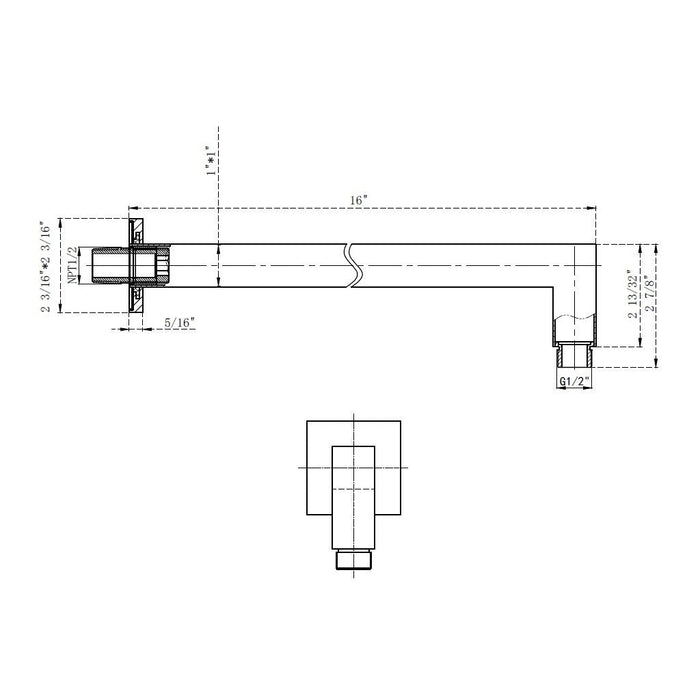 Devon 2-Way Pressure Balance Trim Complete Shower Set - Wall Mount - 12" Brass/Matt Black