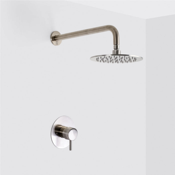 Metro 1-Way Pressure Balance Trim Complete Shower Set - Wall Mount - 8" Brass/Brushed Nickel