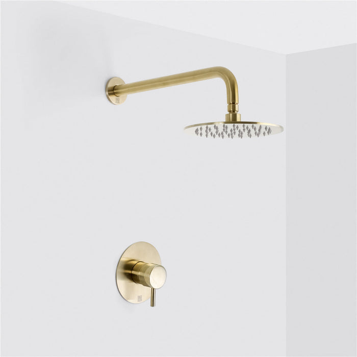 Metro 1-Way Pressure Balance Trim Complete Shower Set - Wall Mount - 8" Brass/Satin Brass