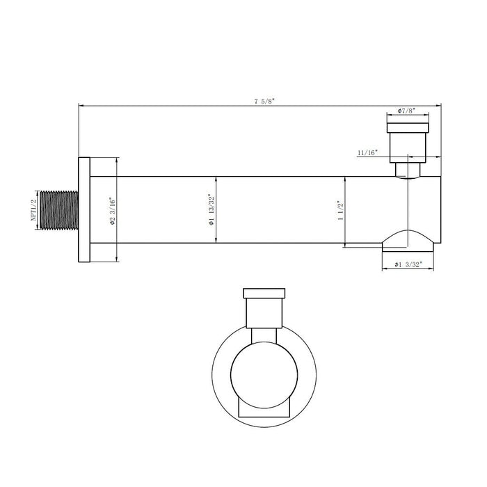 Metro 1-Way Tub Spout And Head Included Complete Shower Set - Wall Mount - 8" Brass/Polished Chrome